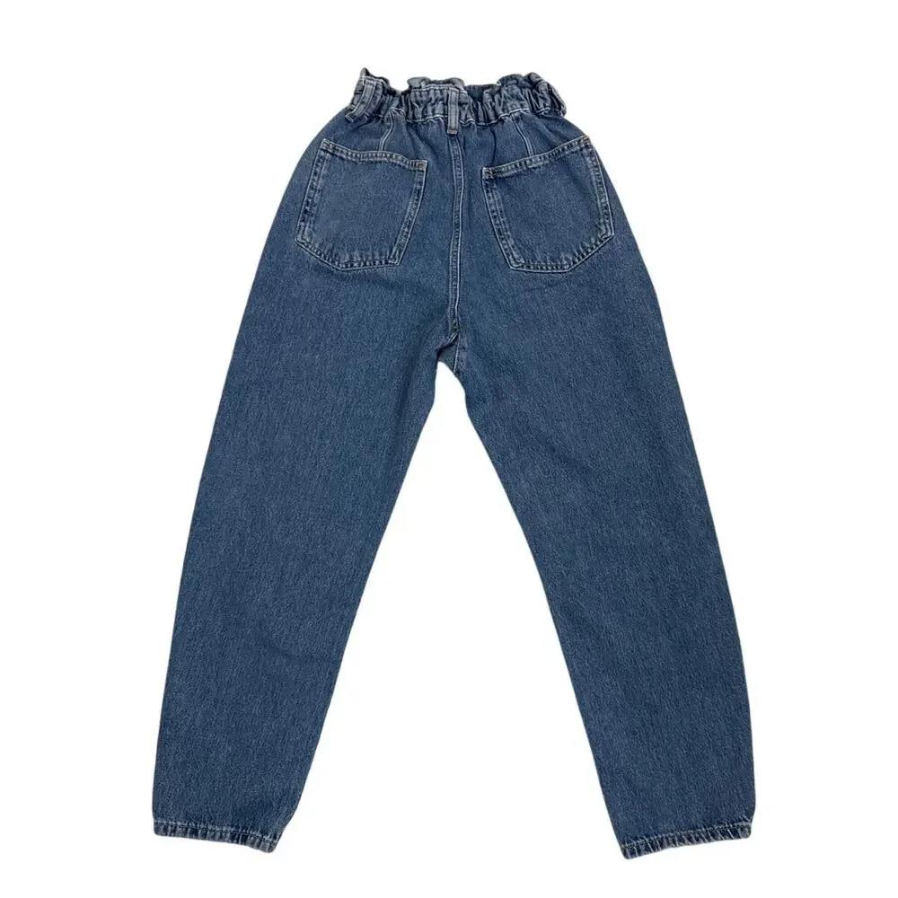 ZARA Jeans Retro Paper Bag Timeless High Waist Denim Blue Jeans Size 0